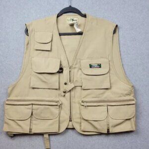 LL Bean Fishing Vest Mens Large Anglers Tan Retro Vintage New